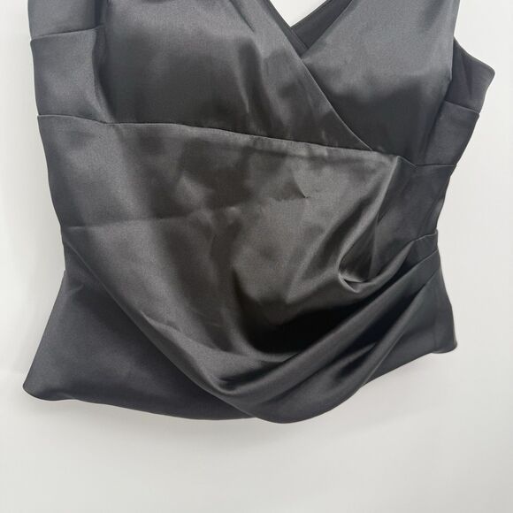 JS Boutique Black Satin Tank Top Formal Size Large Y2k Style Rosette - Picture 3 of 9